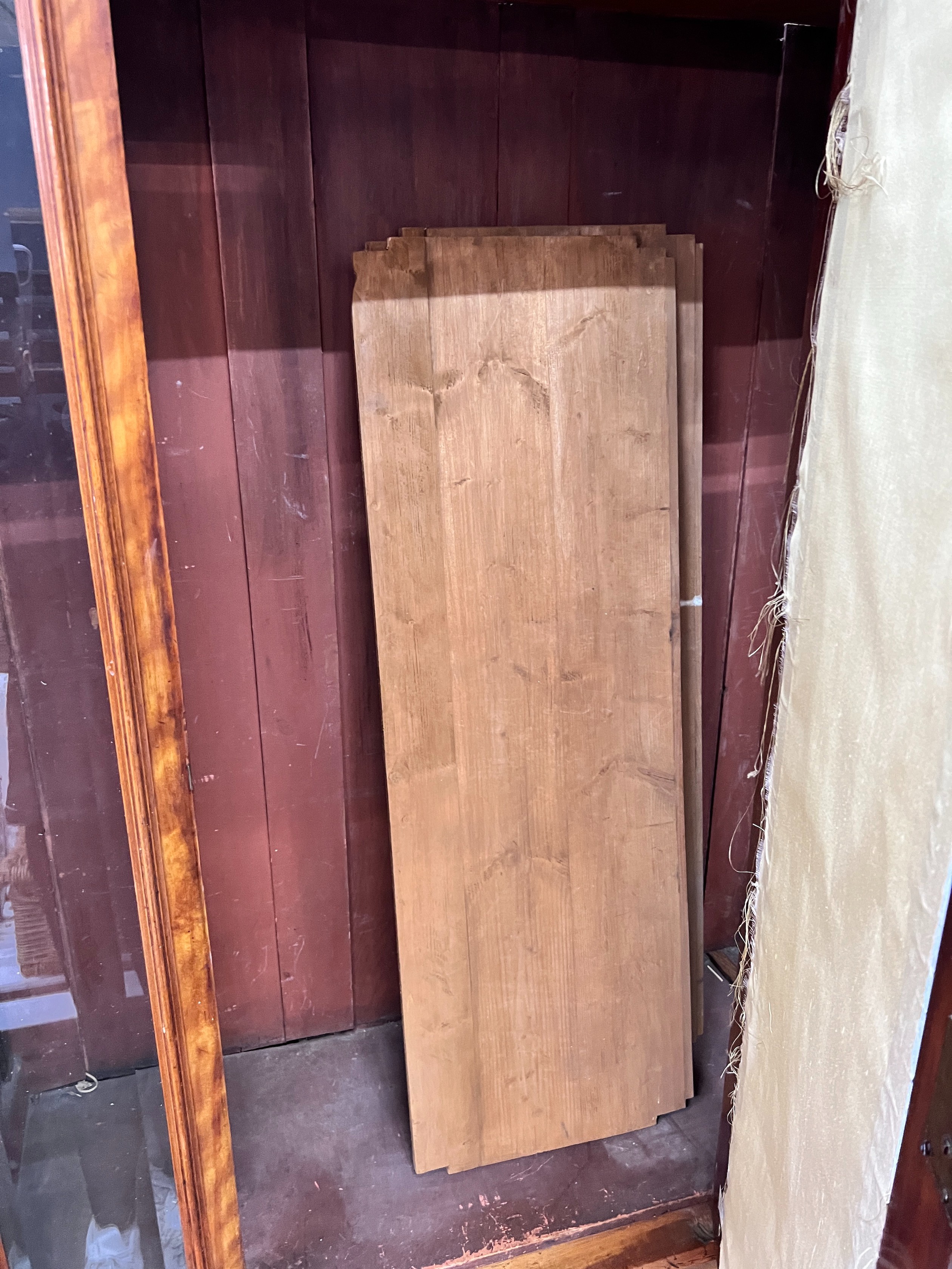 A Victorian satin birch wardrobe with bevelled glass front, length 124cm, depth 51cm, height 222cm *Please note the sale commences at 9am.